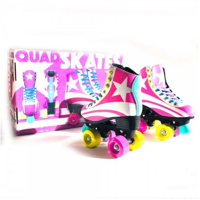 Rollers Patines Profesional Bota Cuero Rosa Talle 36