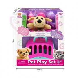 Perro Peluche en Caja con Jaula y Accesorios