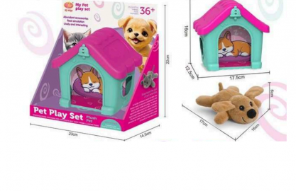 Perro de Peluche en Caja con Casita